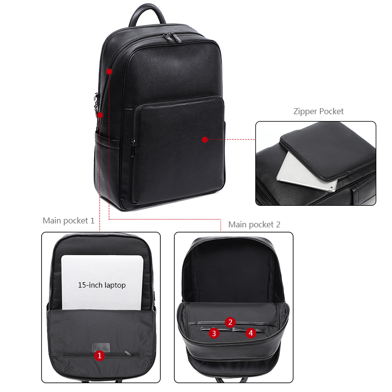 100% วัวแท้หนังผู้ชายกระเป๋าเป - Streetwear Brand Backpack บทวิจารณ์และราคา