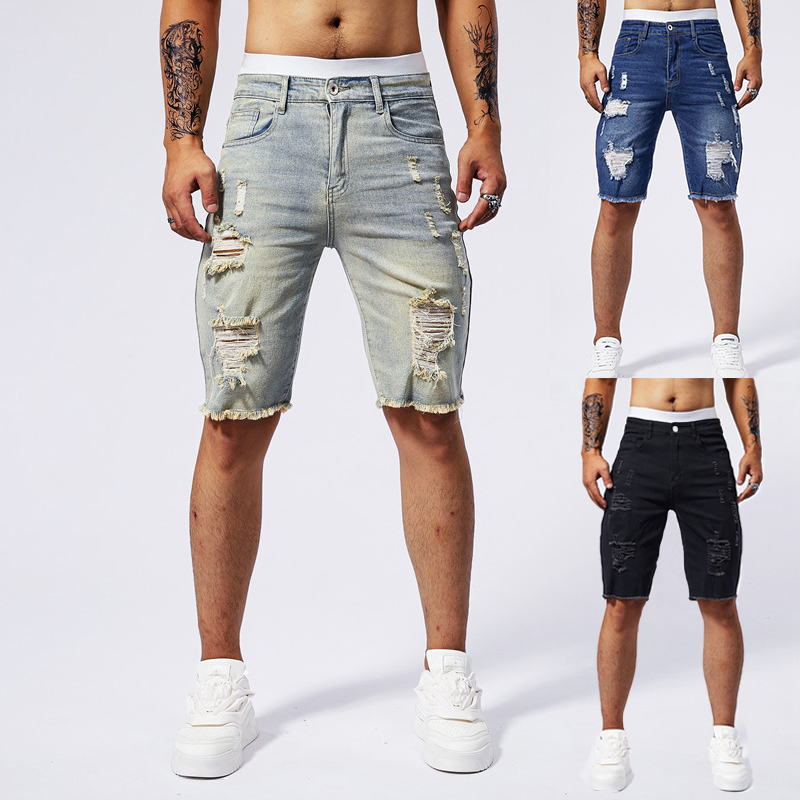 2025 ฤดูร้อนใหม่ผู้ชาย Ripped  - Streetwear Brand Vintage บทวิจารณ์และราคา
