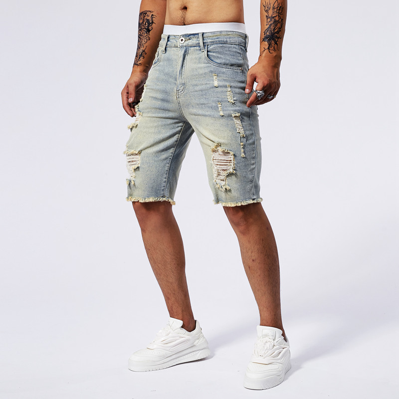 2025 ฤดูร้อนใหม่ผู้ชาย Ripped  - Streetwear Brand Vintage บทวิจารณ์และราคา